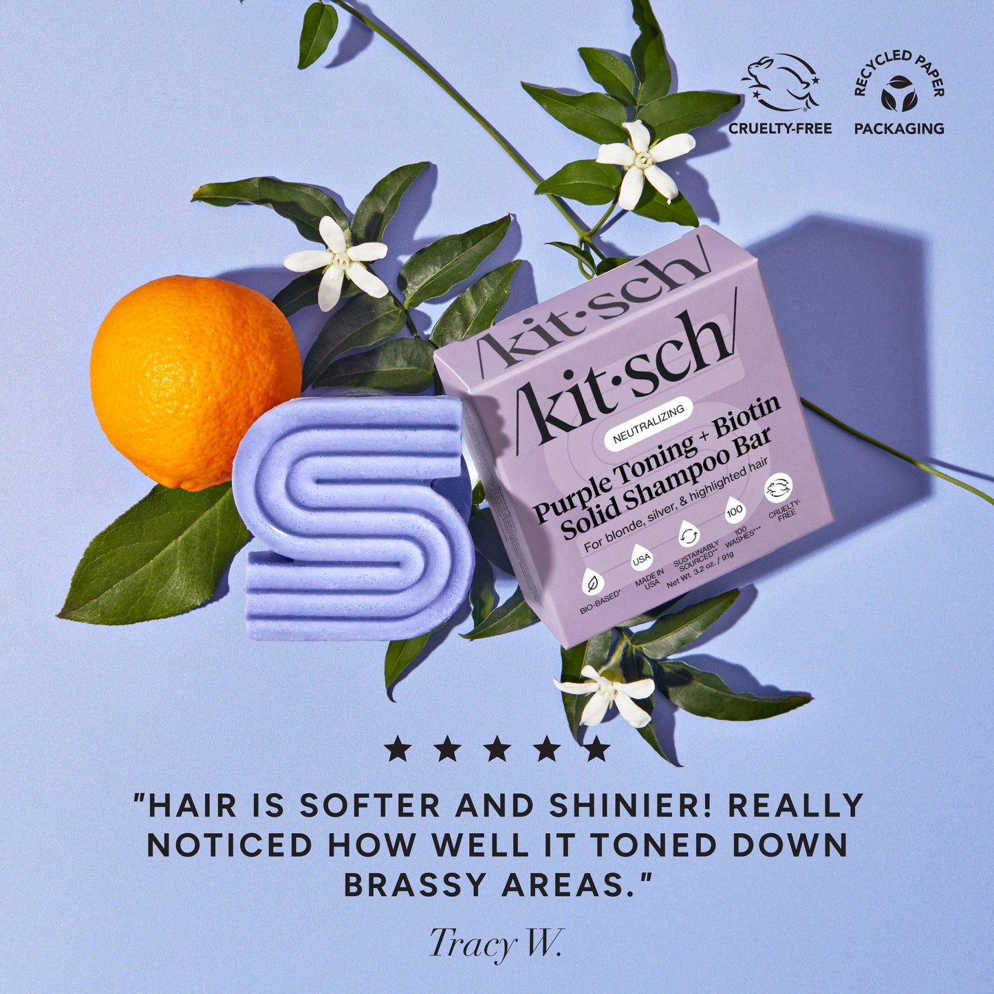 Purple Toning Shampoo + Conditioner Bar Combo for Color-Treated + Grey Hair