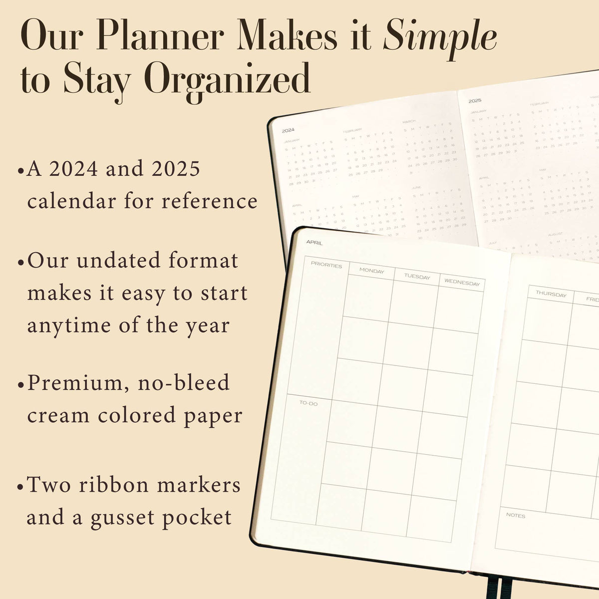 The Daily Planner | Hardcover with Library Buckram Cover | Ink Blue