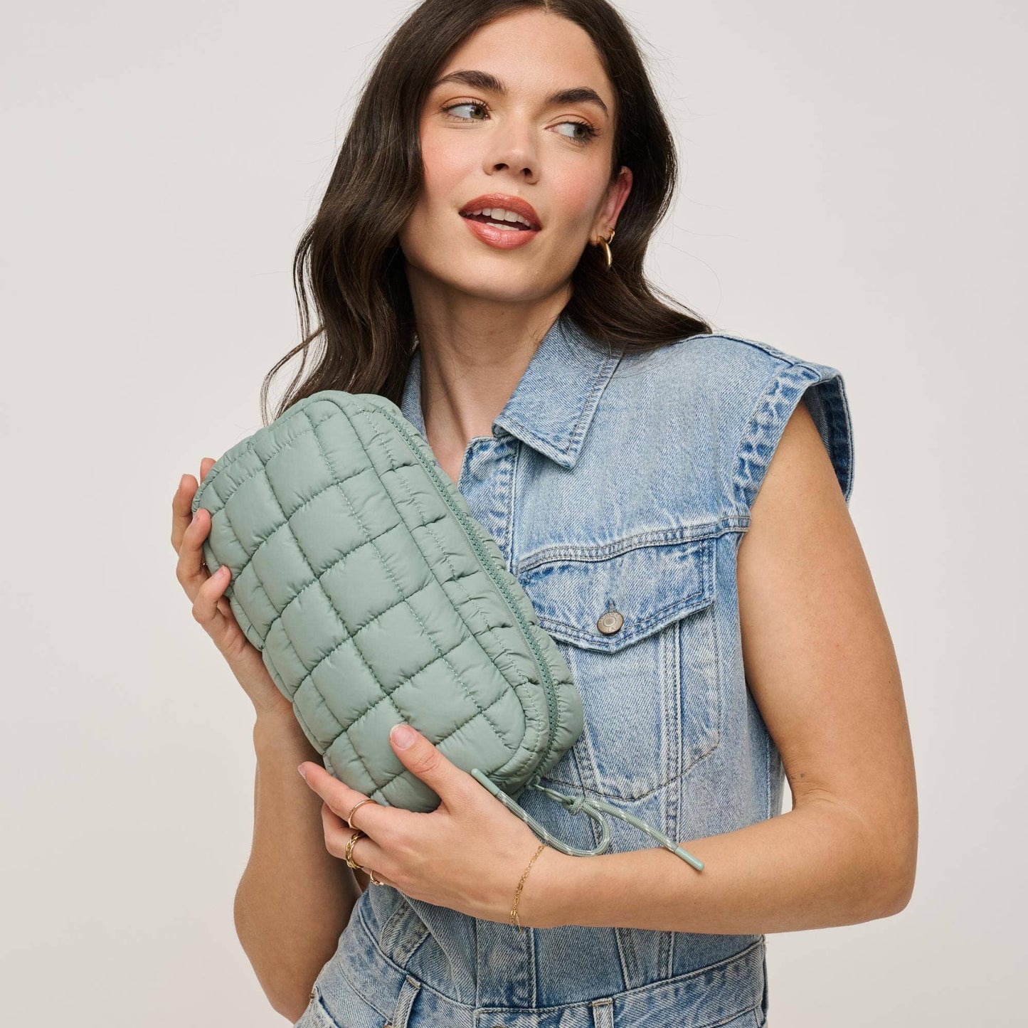 The Cloud Nine Quilted Puffer Nylon Cosmetic Pouch