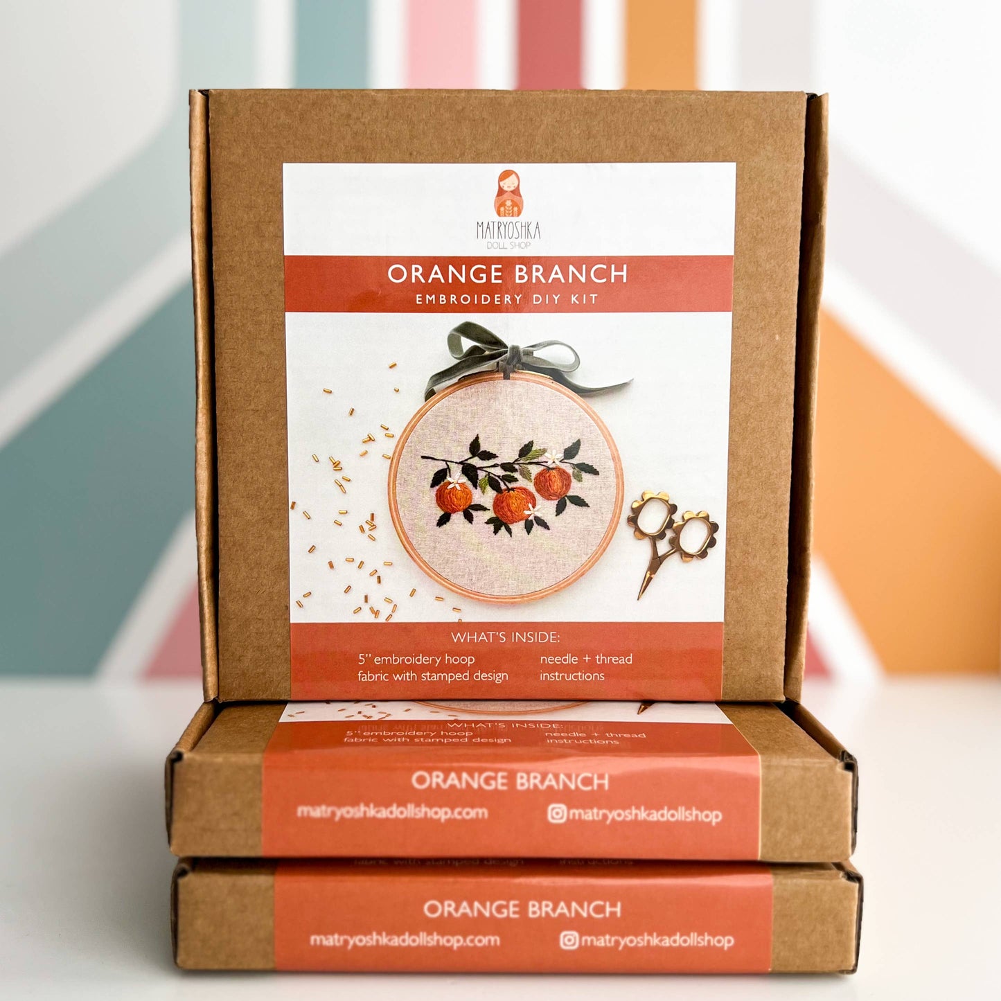 Orange Branch Embroidery Kit