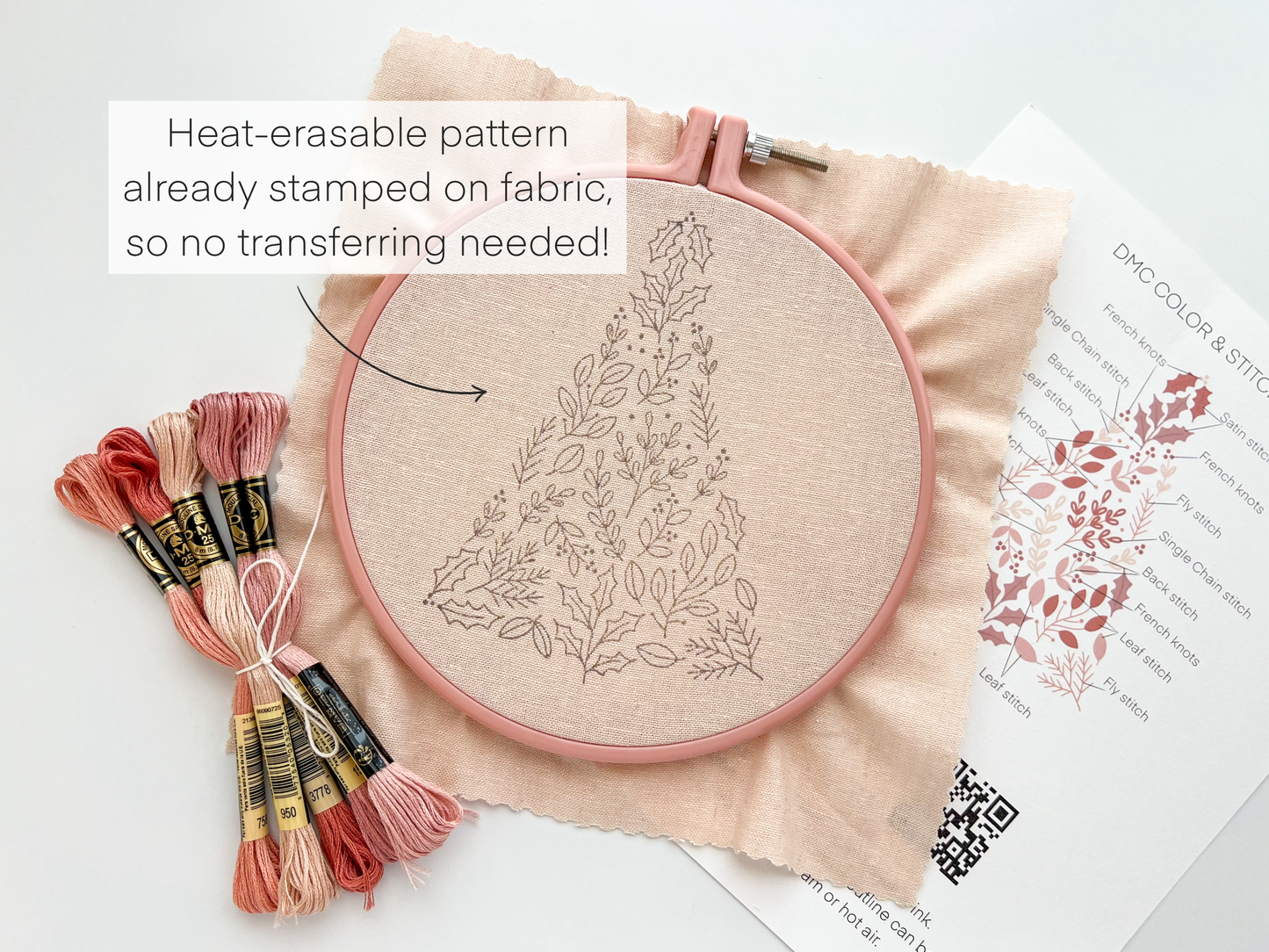 Embroidery Kit | Pink Christmas Tree