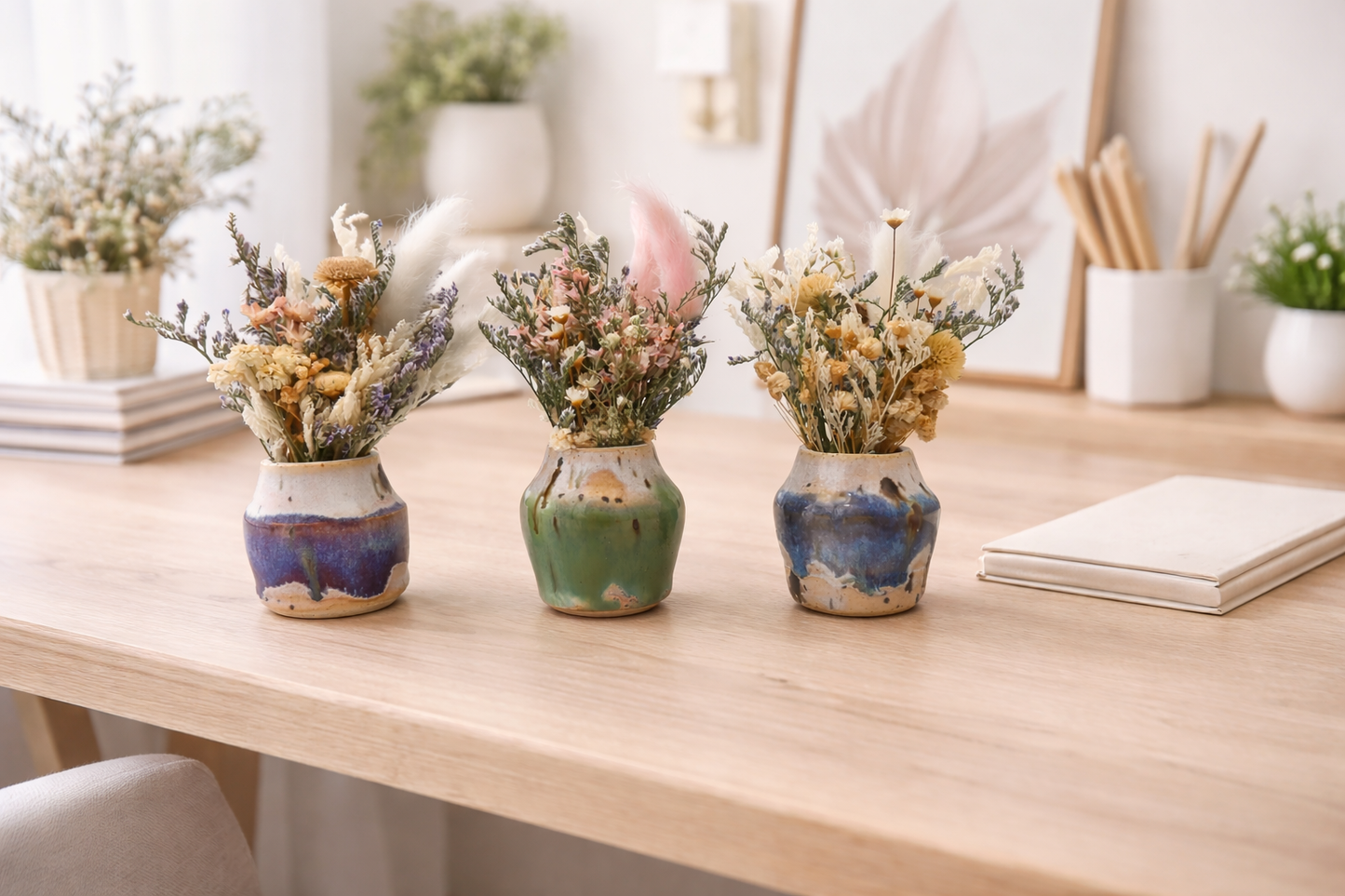 Mini Bud Vase + Dried Floral Bouquet | Blue