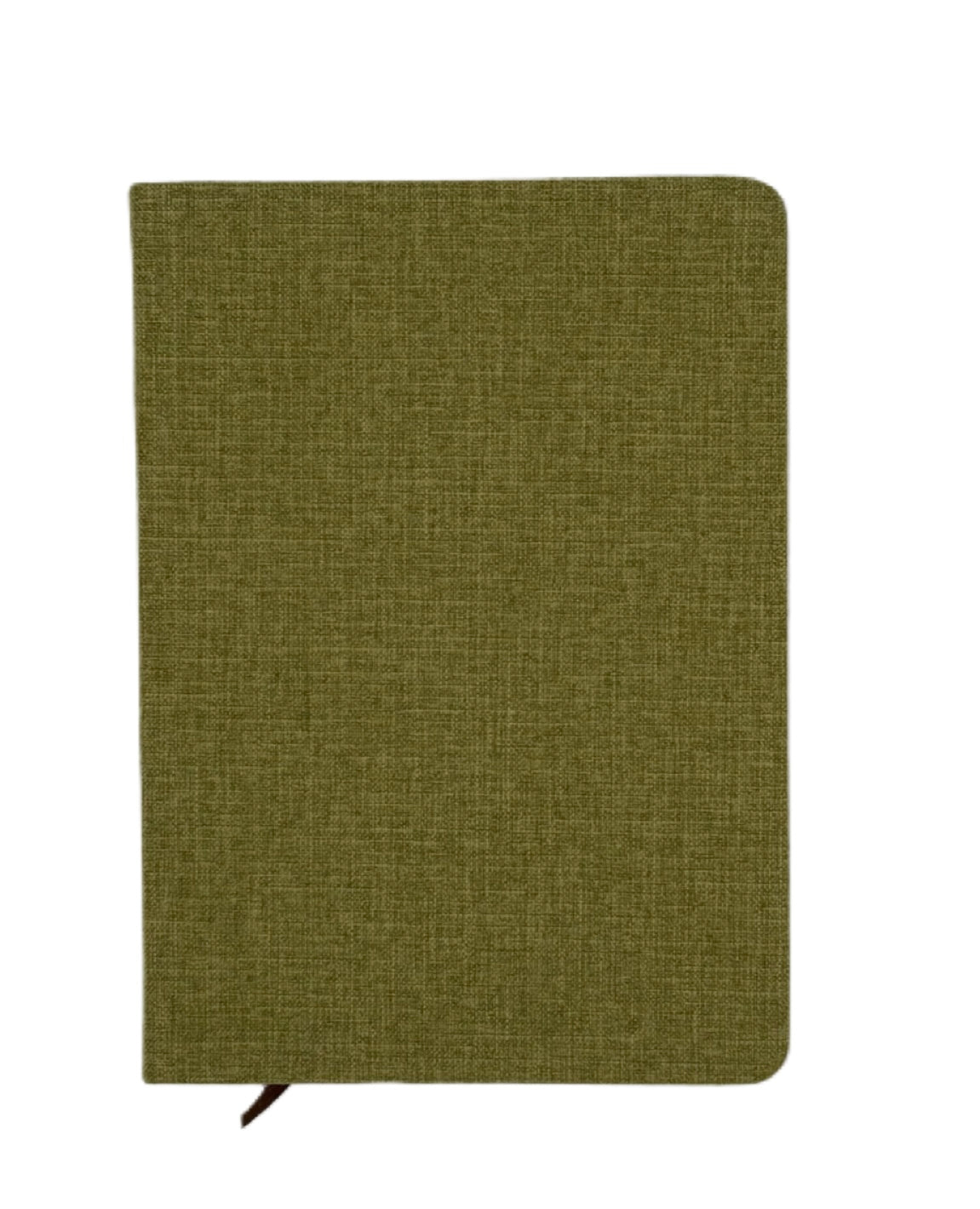 Green textured notebook on a white background