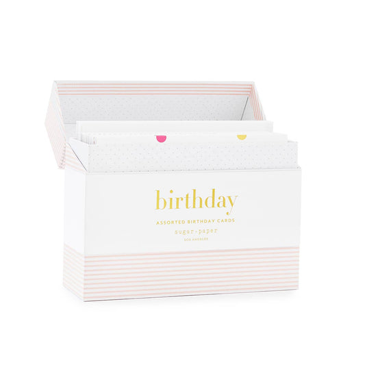 Sugar Paper Birthday Boxed Card Set – 12 Cards with Envelopes – Foil Accents