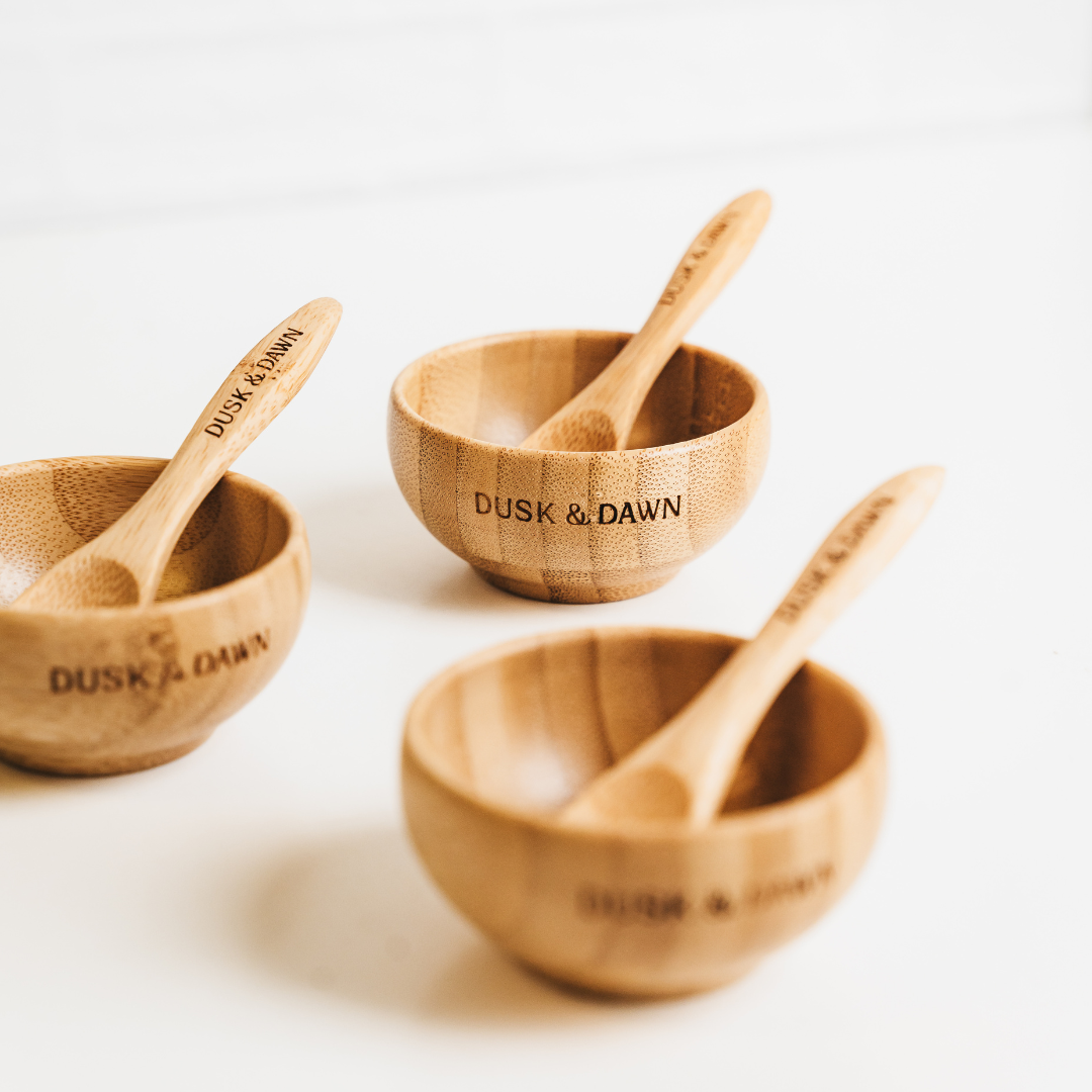 Bamboo Clay Mask Mixing Bowl + Spoon Set