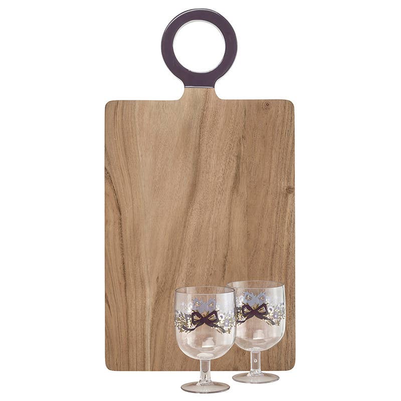 Wood Board with Aubergine Enamel Handle