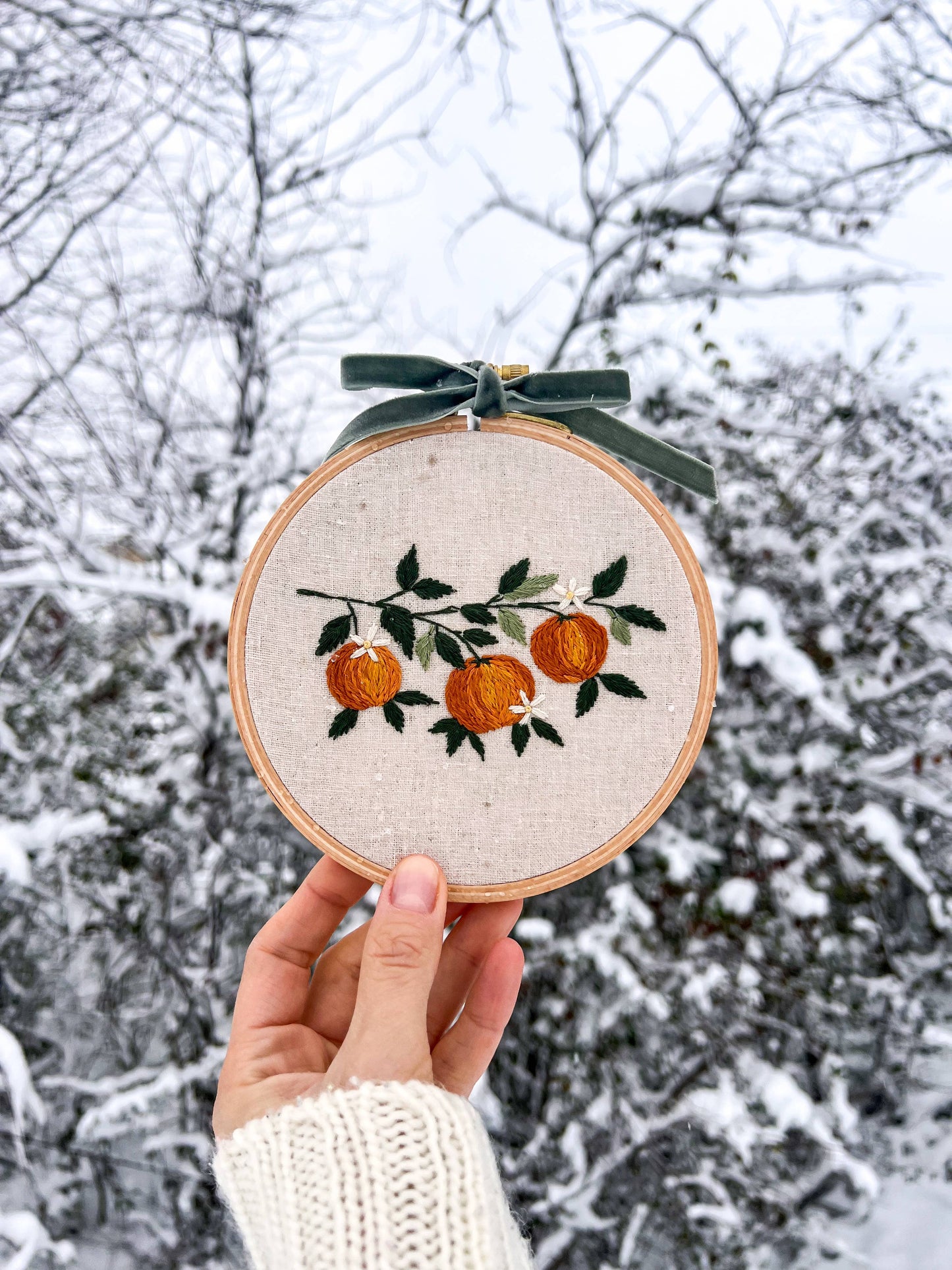 Orange Branch Embroidery Kit