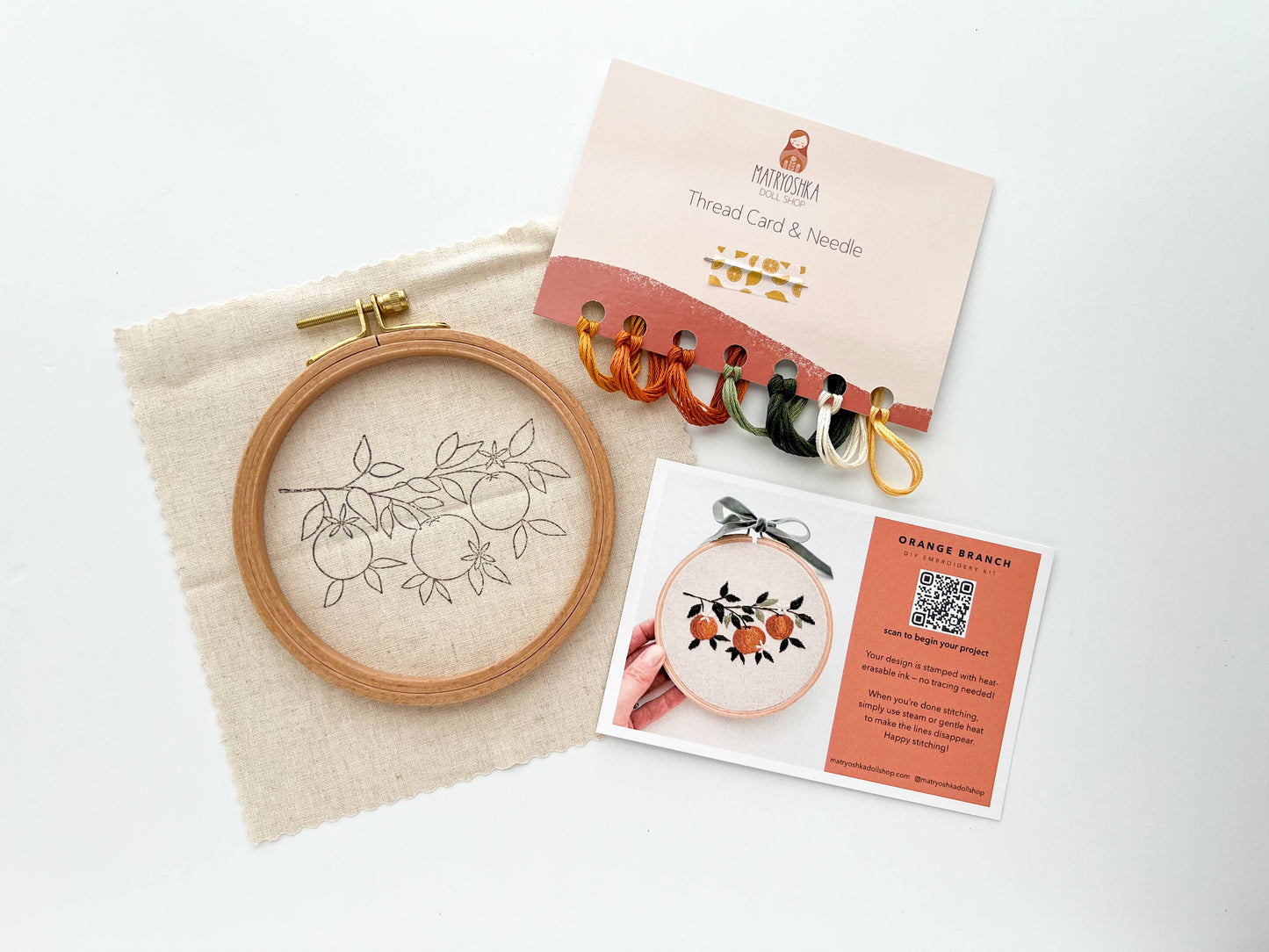 Orange Branch Embroidery Kit