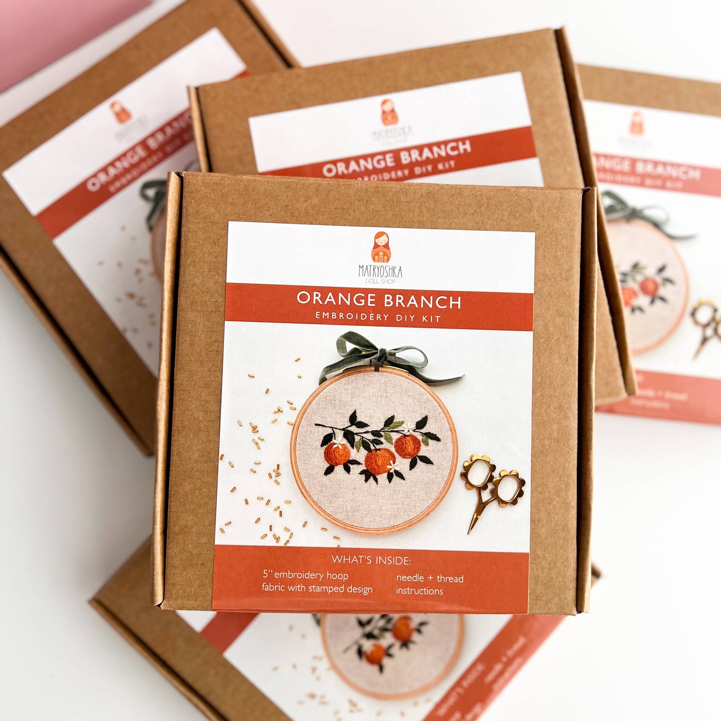 Orange Branch Embroidery Kit