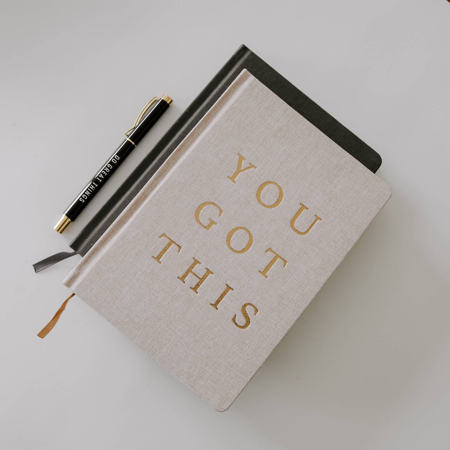 You Got This | Tan and Gold Foil Fabric Journal