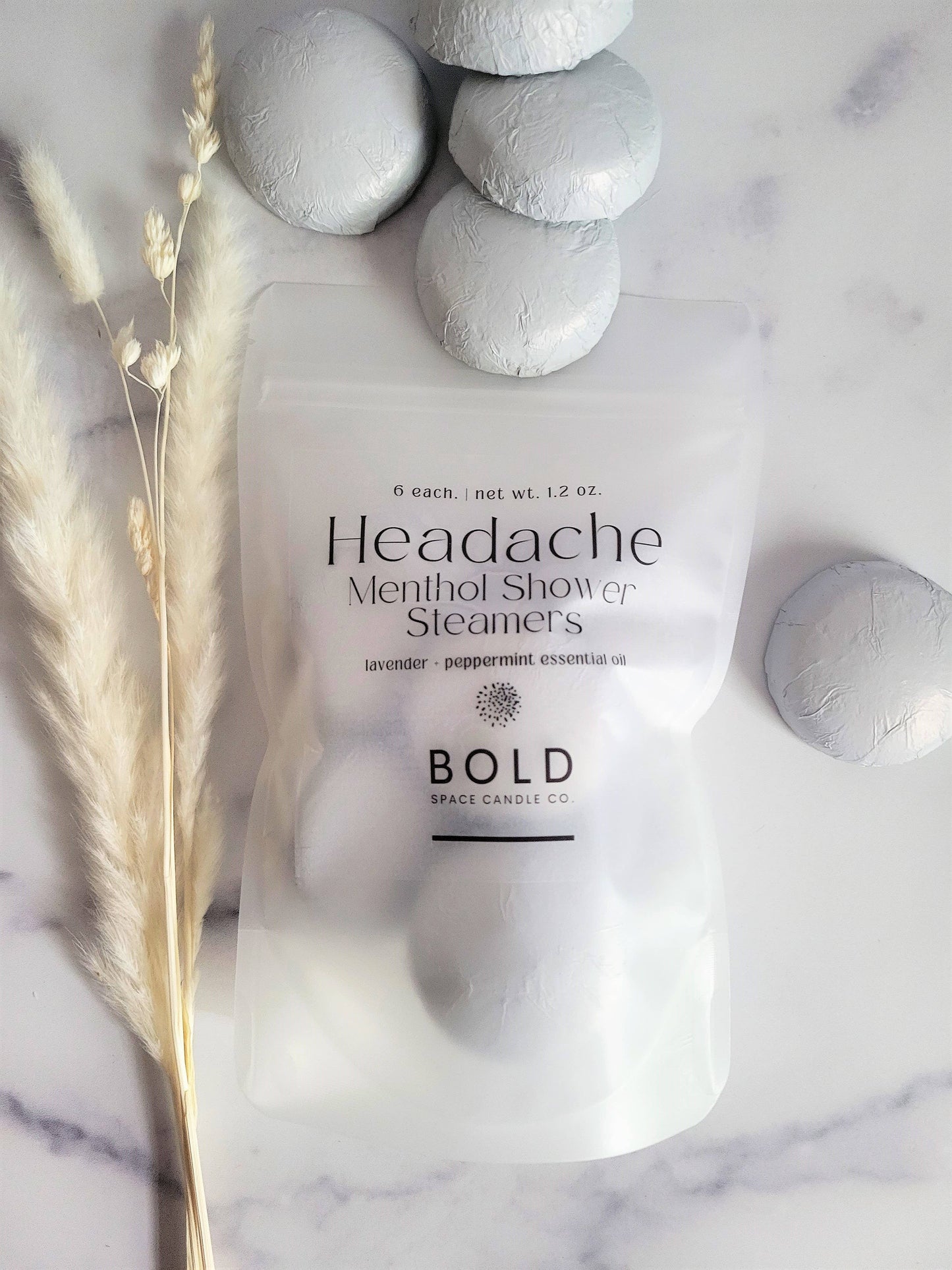 Headache Lavender + Peppermint Menthol Shower Steamers