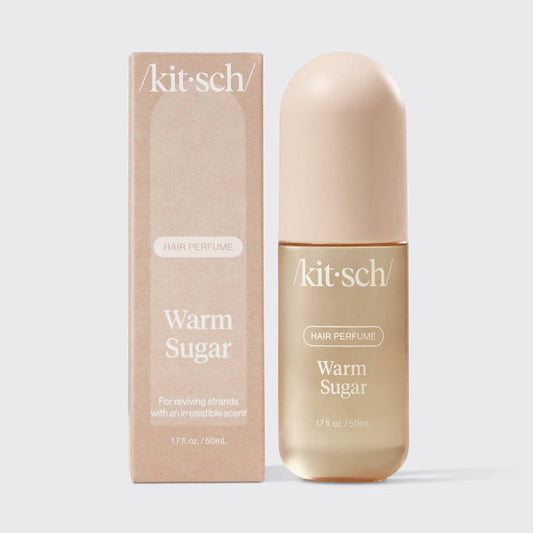 Kit-sch Warm Sugar hair perfume bottle and packaging on a white background