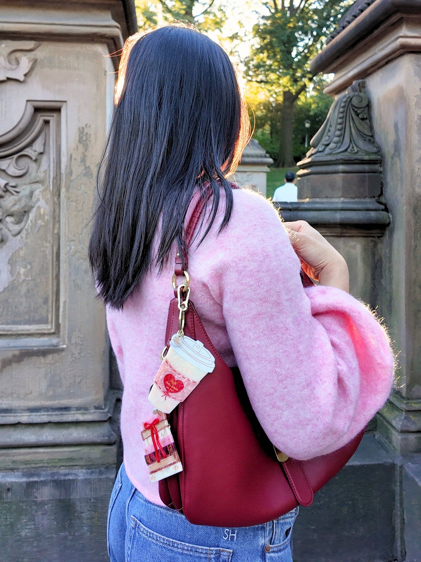 Solar Eclipse | Hand-painted Bow Bookstack Bag Charm + Keychain