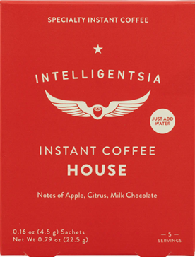 Intelligentsia Instant Coffee House package on a red background