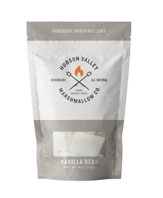 Hudson Valley Marshmallow Co. package of vanilla bean marshmallows on a white background