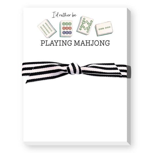 Black and white striped headband with 'I'd rather be playing Mahjong' text on a white background