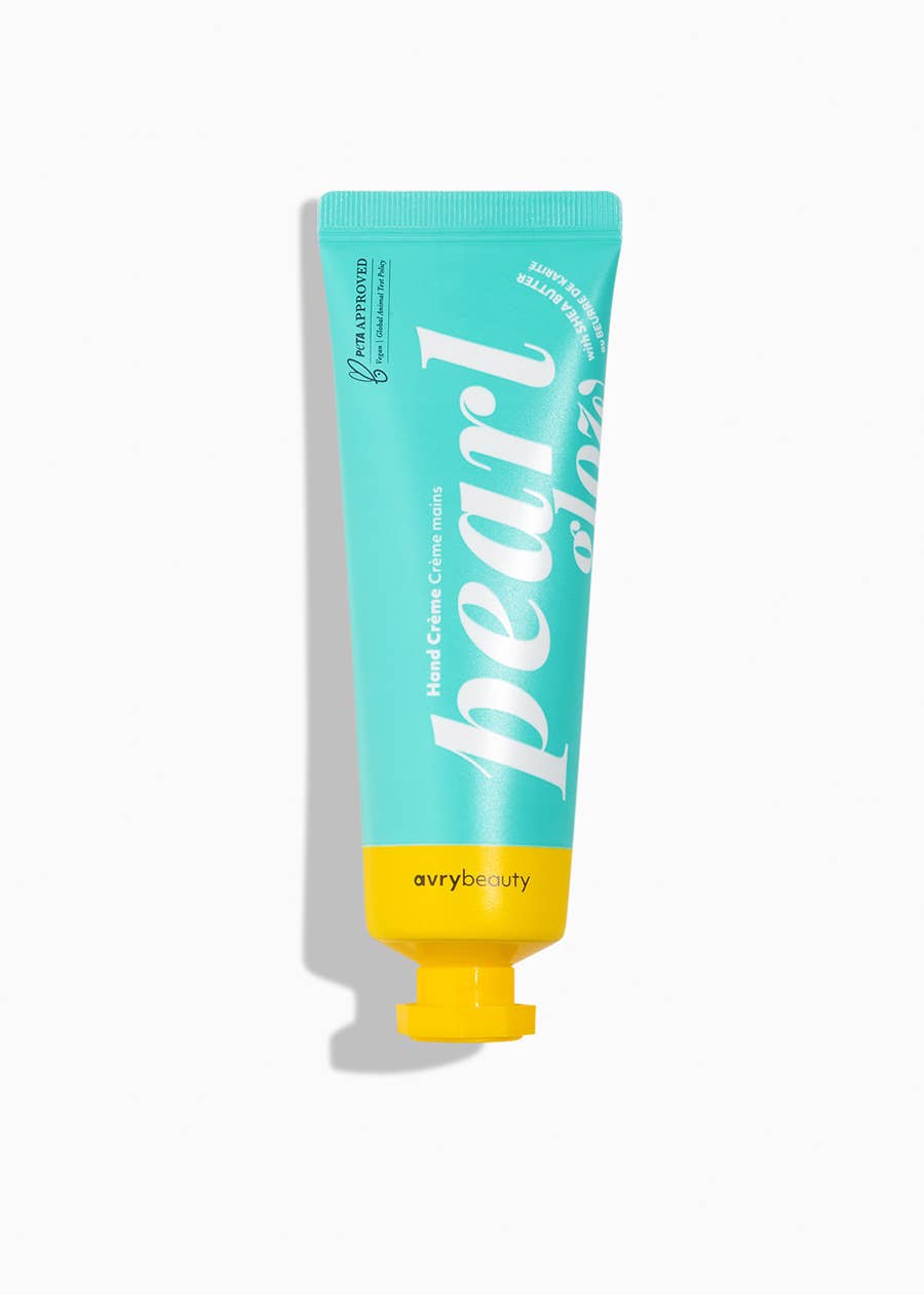 Tube of Avry Beauty pearl cream on a white background