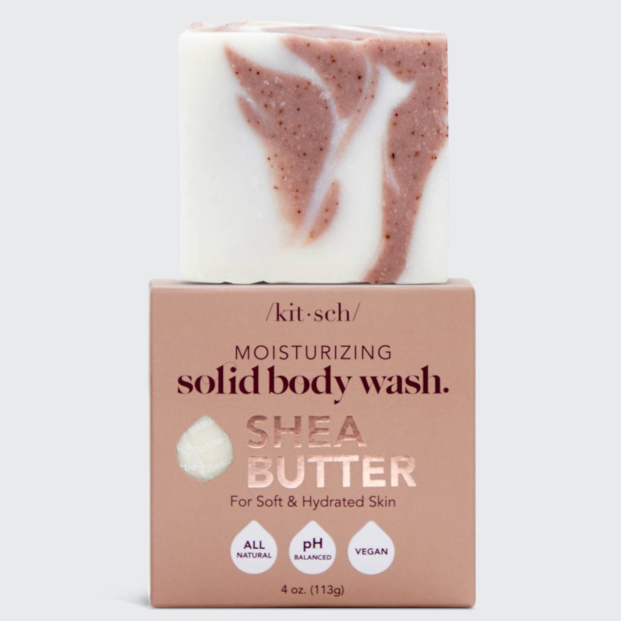 Kit-sch Shea Butter solid body wash bar on a white background