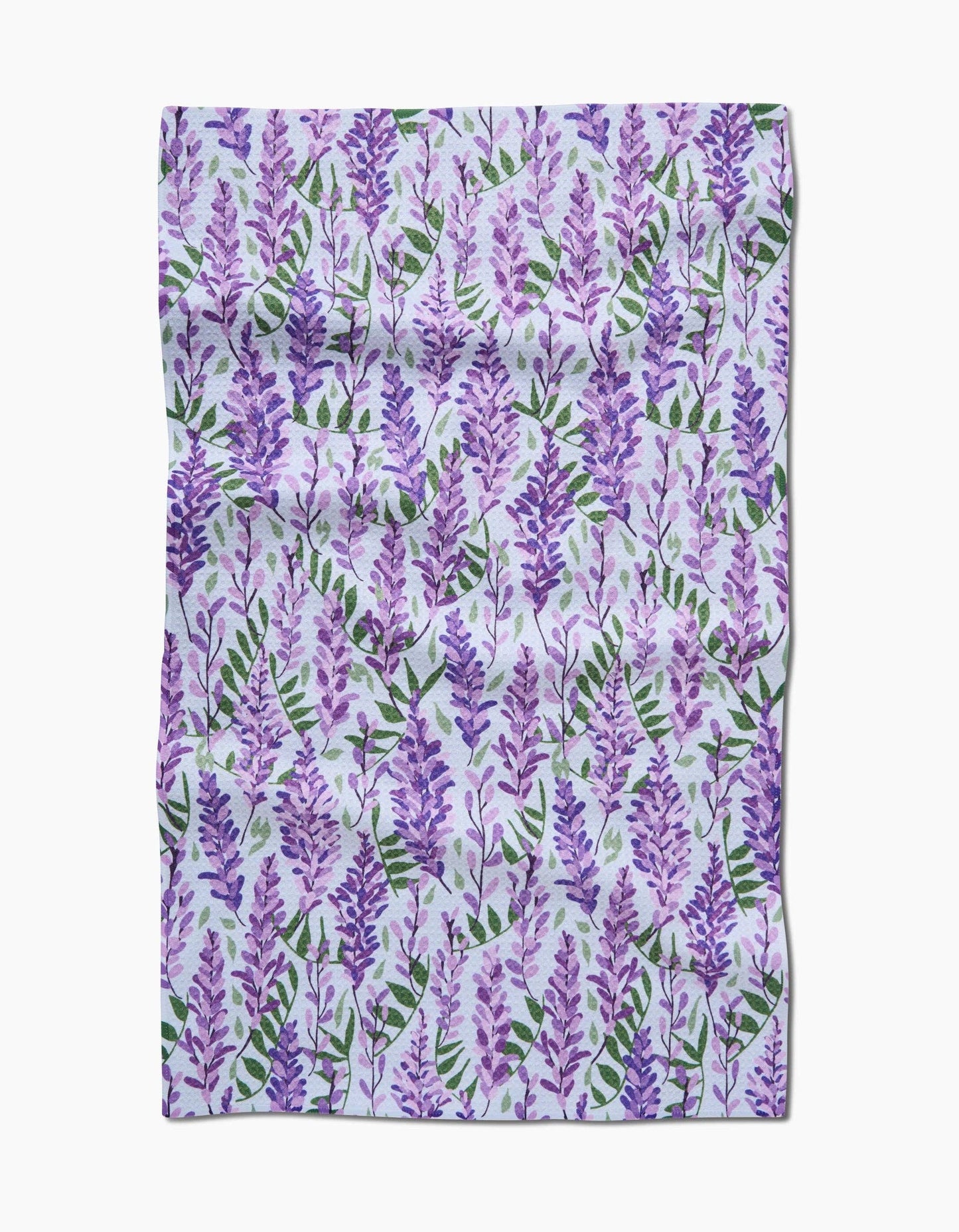 Scarf with purple floral pattern on a white background