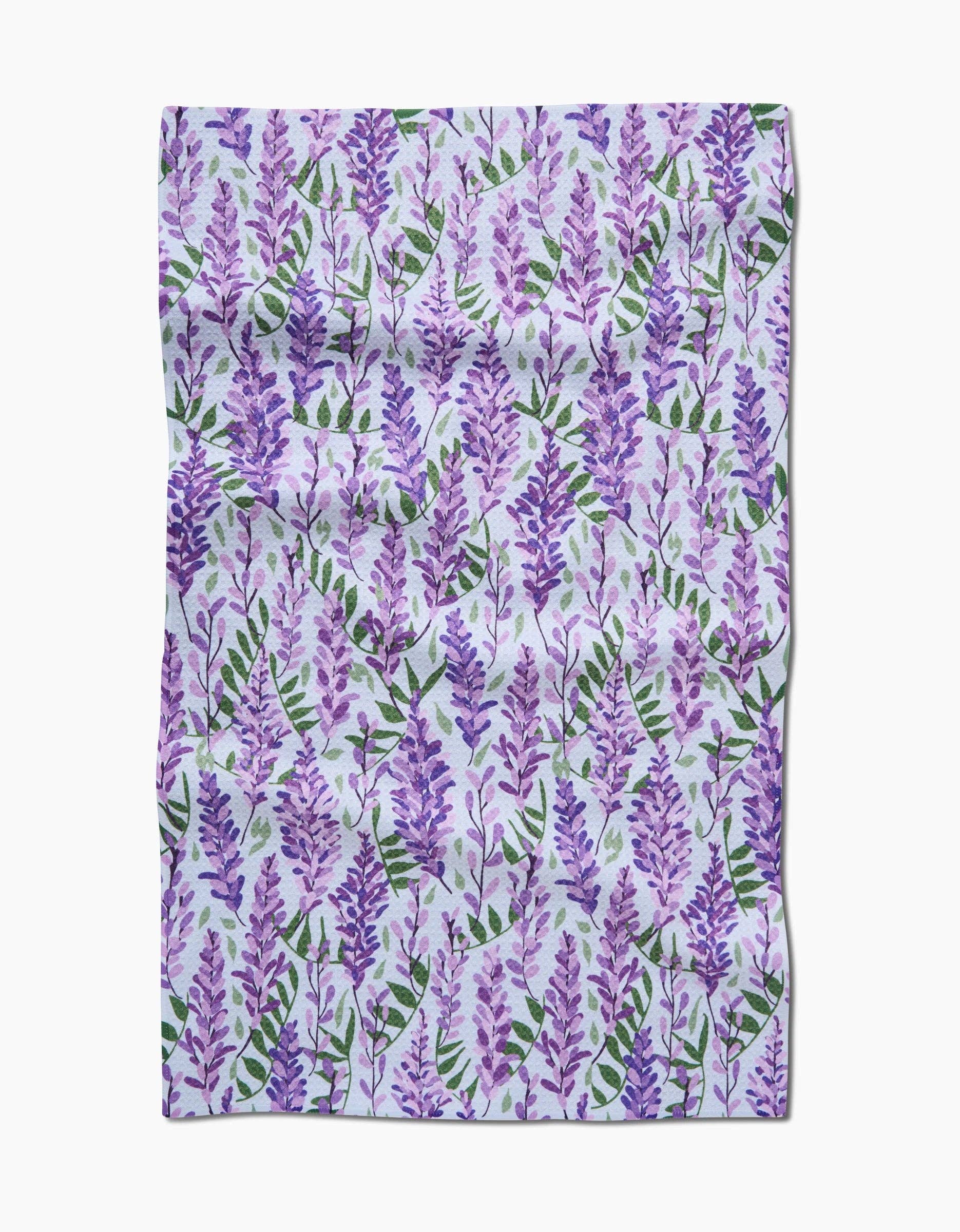 Scarf with purple floral pattern on a white background