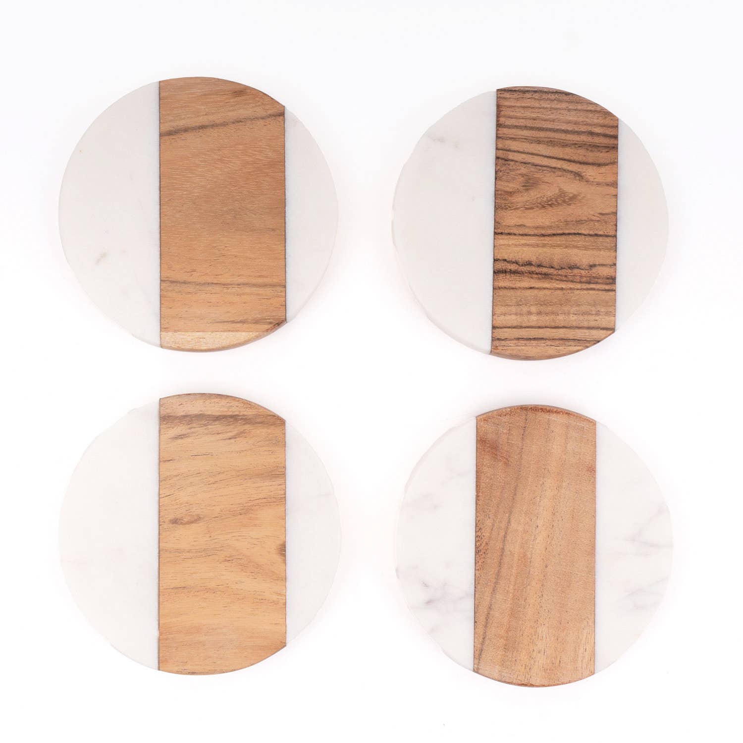 wood and marble coaster set